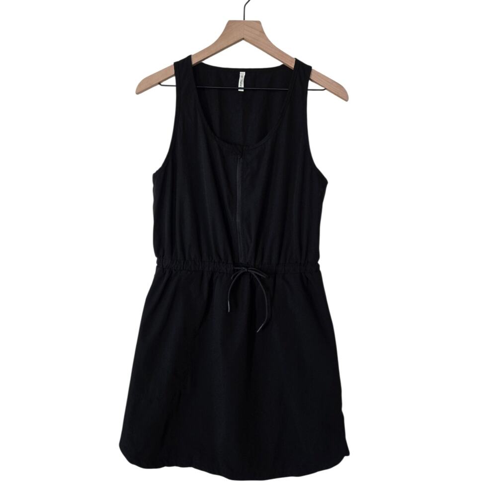 Halara Black Sleeveless Zip Front Active Dress Women's Medium Built-In Shorts